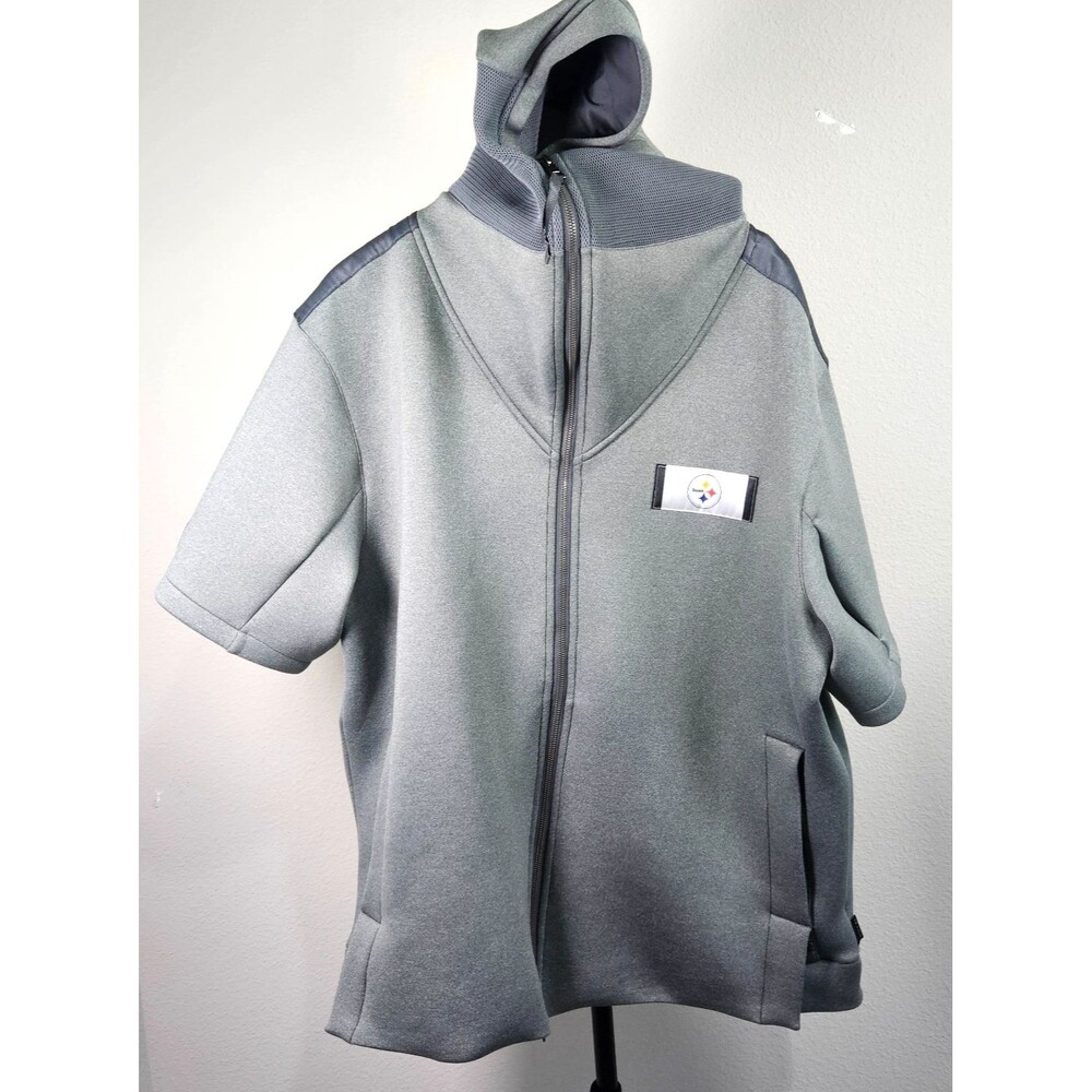 Nike On Field Steelers Sideline Hoodie Jacket XXL Gray Short Sleeve Full Zip NFL